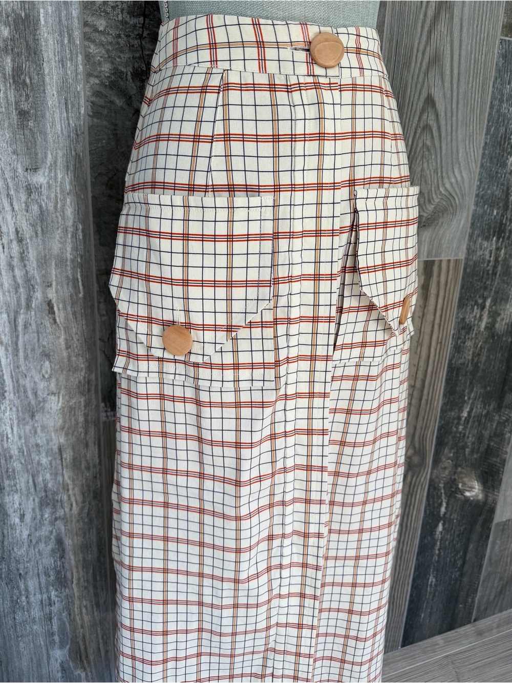 Nicholas Plaid Print Checked MIDI Skirt